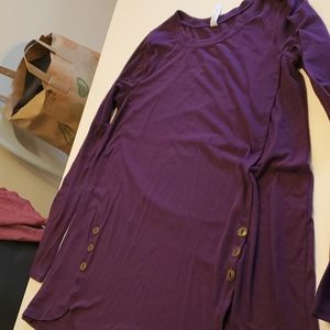 Purple long sleeve shirt with button details